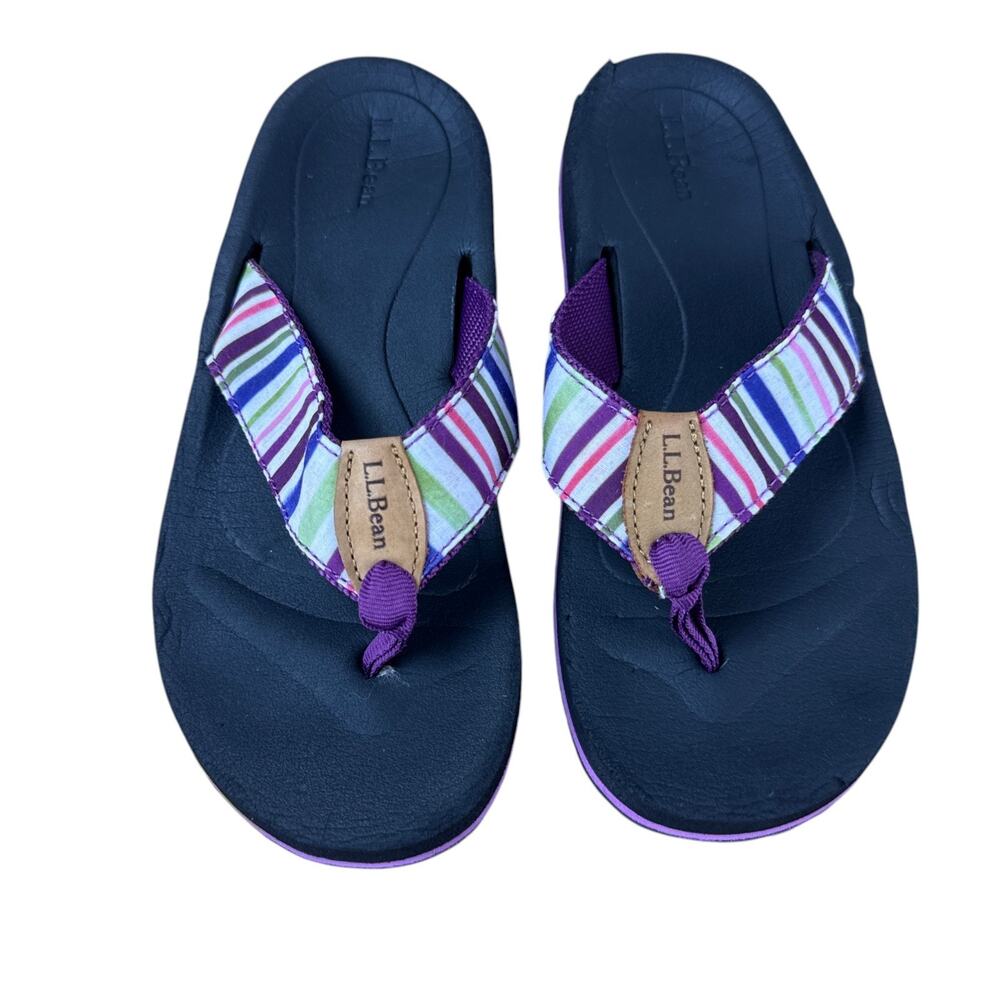 LL Bean Maine Isle Flip Flops Womens 8 Striped Sandals Gorpcore